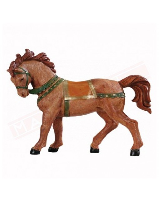 Presepi Fontanini cm 12 cavallo marrone bardato per statuine per presepio altezza cm 12