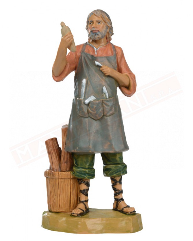 Fontanini 711 scultore mentre intaglia un legno adatto per statuine del presepio da cm 12