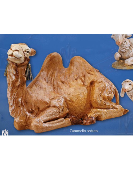 Fontanini cammello seduto adatto per statuine del presepe da cm 45 . cammello per nativita' da cm 45 tipo legno