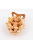 Fontanini culla e bambino per statuine presepe tipo legno cm 6 realizzato in resina decorata a mano in Italia