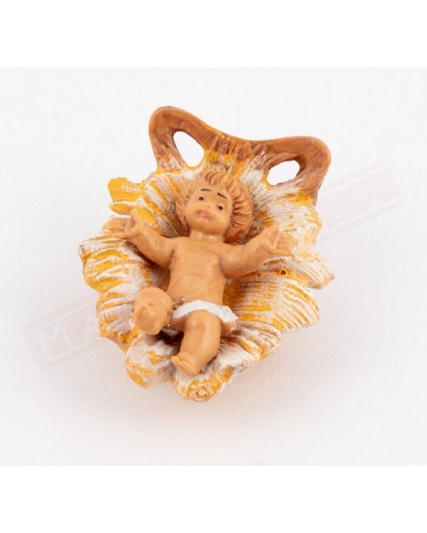 Fontanini culla e bambino per statuine presepe tipo legno cm 6 realizzato in resina decorata a mano in Italia