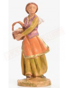 Fontanini donna con cesto di panni statuina del presepe da cm 6.5