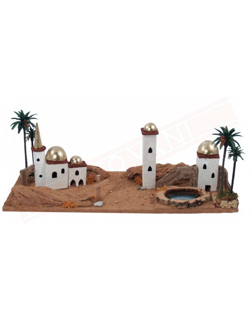 Paesaggio arabo con minareti e palme 55x25x20