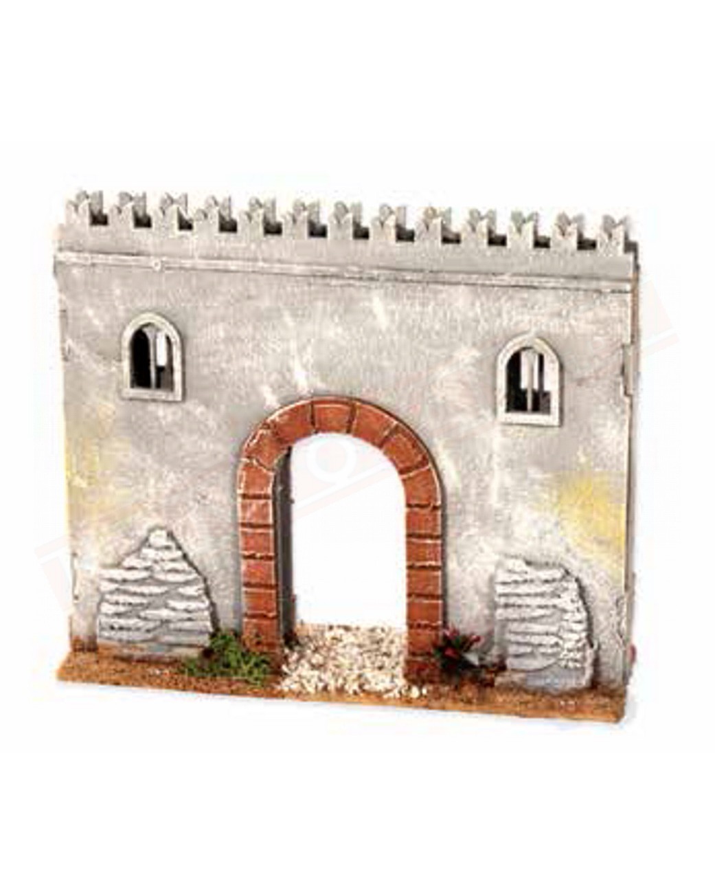 Cinta muraria con portale con arco in mattoni cm 22x6x19 per presepe