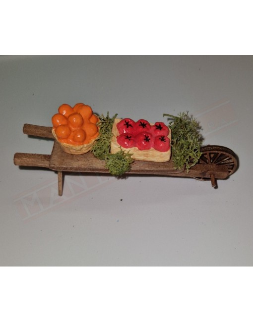 Accessori per presepe carriola con frutta per statuine da cm 12 15