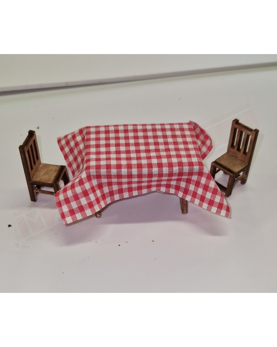 Accessori per presepe tavolo con tovaglia e due sedie per statuine da 8 cm - 10 cm