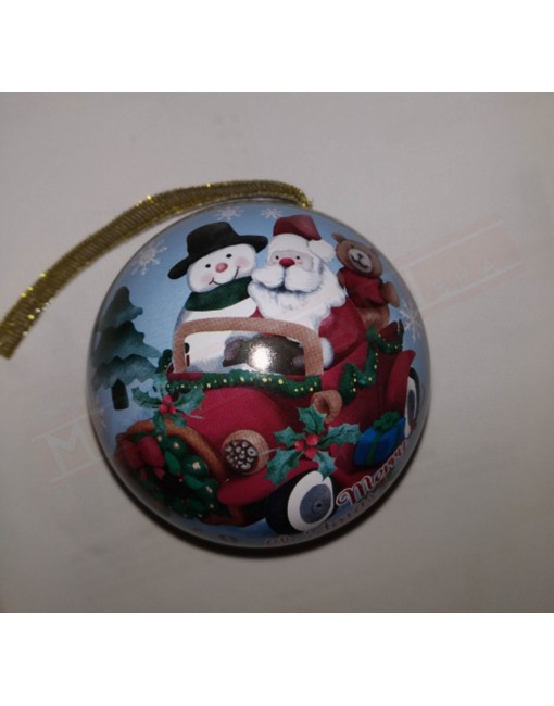 Decorazione natalizia in metallo pallina con soggetti natalizi Babbo Natale pupazzo orso su auto