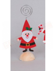 Segnaposto natalizio in legno babbo natale con berretto a punta da utilizzare sulla tavola delle feste natalizie