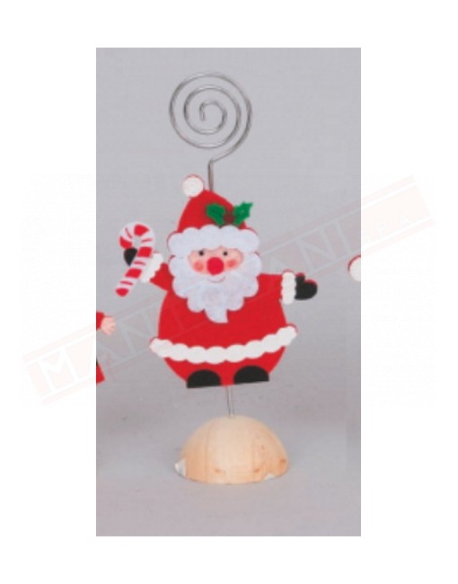 Segnaposto natalizio in legno babbo natale con berretto con pon pon da utilizzare sulla tavola delle feste natalizie