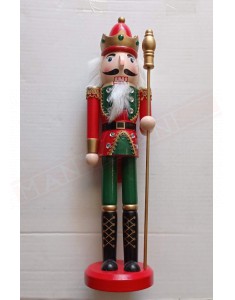Pupazzo natalizio.Soldatino in legno con bastone. Decorazione natalizia h 51 cm