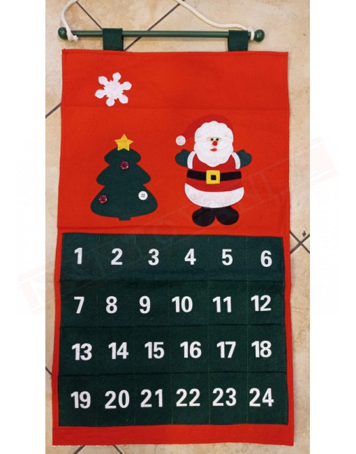 Calendario avvento . Stendardo 40x60 con sacchetti e Babbo Natale