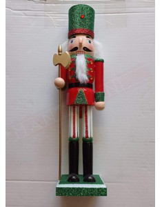 Pupazzo natalizio.Soldatino in legno con alabarda e giacca rossa . Decorazione natalizia h 38 cm