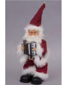 Pupazzo natalizioin movimentoe musica h cm 32. Babbo Natale in piedi con fisarmonica. Non adatto per bambini .