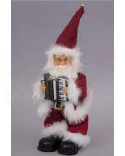 Pupazzo natalizioin movimentoe musica h cm 32. Babbo Natale in piedi con fisarmonica. Non adatto per bambini .