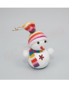 Addobbo per albero di natale cm 15 pupazzo di neve con sciarpa e berretto colori assortiti