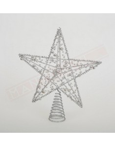 Puntale per albero di Natale cm 35 stella argento