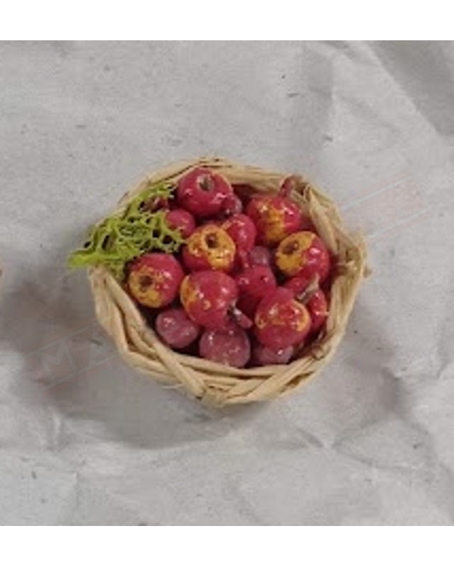 Cestino piccolo con mele per presepe con statuine da cm 19 a 12 misure circa 3.5 cm