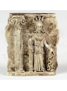 Parete antica con colonna e scultura tipo marmo. 6x1x7 accessorio in resina adatto anche per per presepio piccolo .
