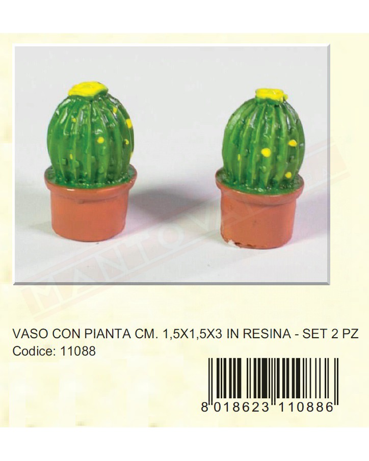 Vaso con pianta grassa set da 2 vasi per presepio 1.5x1.5x3 cm