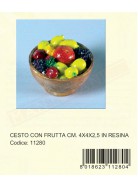 Ciotola con frutta in resina per presepe 4x4x2.5