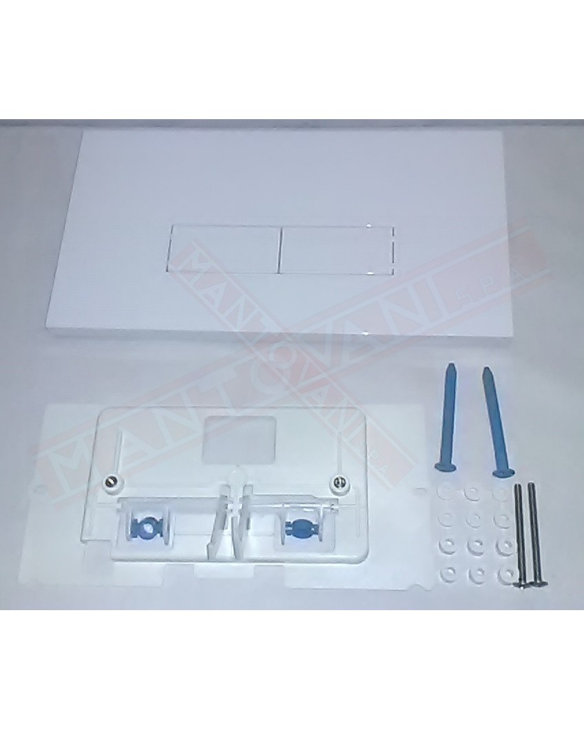 Pucciplast placca bianca 12 mm spessore a 2 pulsanti ricambio per cassette modello vecchio 330x180 mm completa di telaio