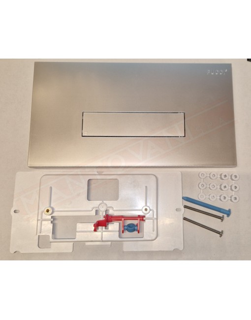 Pucciplast placca cromo satinata 12 mm spessore a 1 pulsante ricambio per cassette modello vecchio 330x180 mm completa telaio