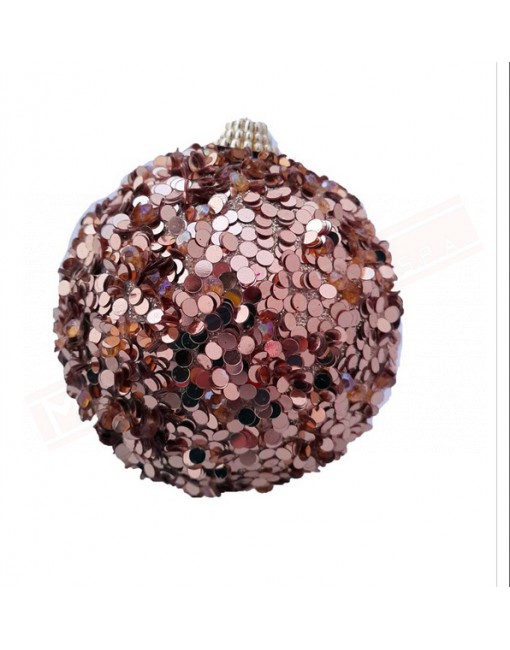 Pallina in pvc con glitter oro diametro 8 cm . Addobbo natalizio per albero di natale