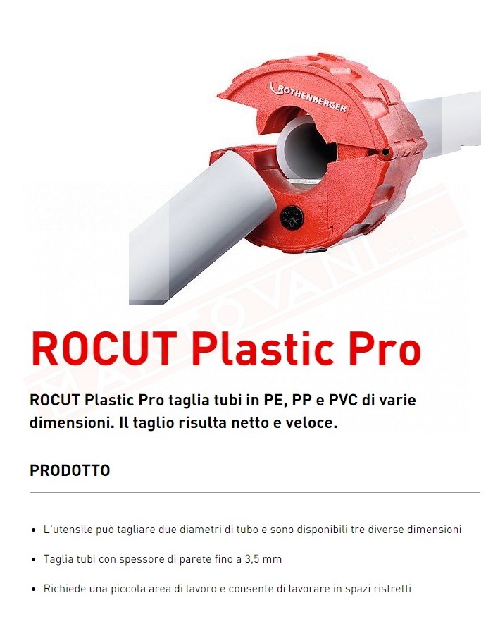 Rocut plastic pro tagliatubi per pp e pvc fino a 3.5 mm di spessore per diametro 32 e 40 mm