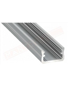 Profilo 2.02 metri alluminio anodizzato argento tipo A senza copertura prezzo al metro misure 16x9.28 mm copertura 2011-2012
