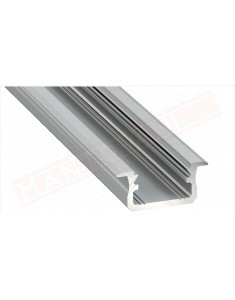 Profilo 2.02 metri alluminio anodizzato argento tipo B da incasso senza copertura al metro misure 21.9.3 mm copertura 2011-2012