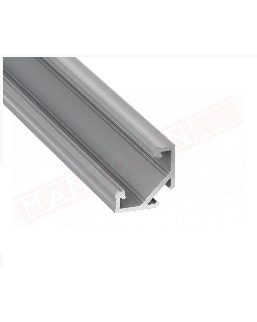 Profilo 2.02 metri alluminio anodizzato argento tipo C senza copertura al metro misure 18x17 mm copertura 2011-2012