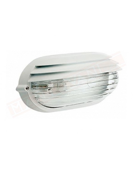 Palpebra ovale piccola applique a parete per esterni ip54 alluminio bianco e vetro cm 21.9 1x e27