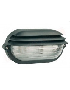 Palpebra ovale piccola applique a parete per esterni ip54 alluminio nero e vetro cm 21.9 1x e27