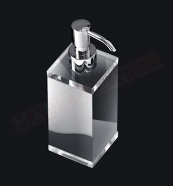 Tl.bath Flesso dispenser da appoggio 60x115x60 mm in ottone cromato e plexyglass