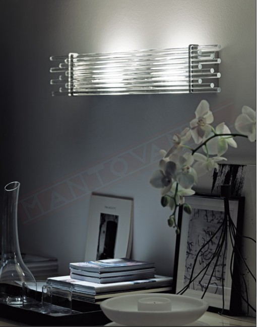 Vistosi Diadema applique in vetro cristallo trasparente alogena 2x80w r7s cm 80x10x13