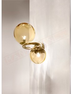 Vistosi Puppet Ring applique in cristalloambra e montatura ottone satinato lampadina 2xg9 l. cm 38 sp. cm 27 h. cm 44