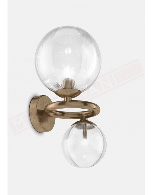 Vistosi Puppet Ring applique in cristallo trasparente e montatura ottone satinato lampadina 2xg9 l. cm 38 sp. cm 27 h. cm 44