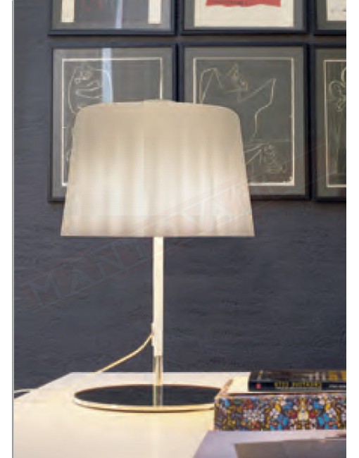 Vistosi Cloth lampada da tavolo in vetro bianco satinato montatura cromo lucido diam 40 h. 50 3 p.lampada e27