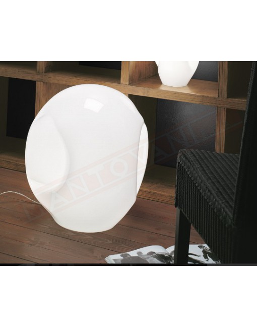 Vistosi Munega grande lampada da tavolo in vetro bianco lucido diam 48 h 55 1xe27