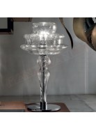 Vistosi Novecento lampada da tavolo in cristallo rigadin trasparente diam 27 h. 48 1 p.lampada e14