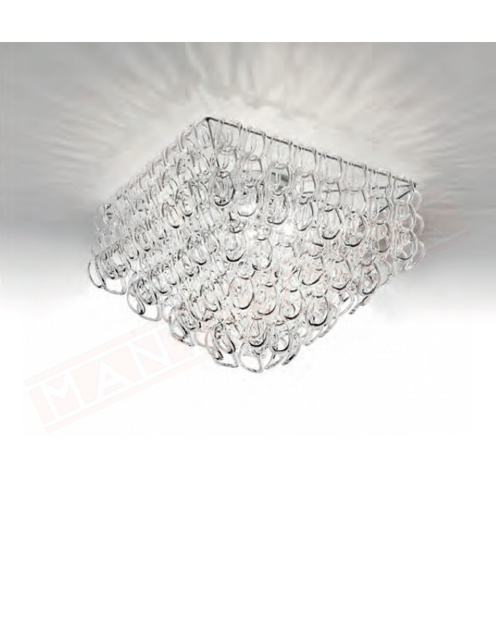 Vistosi Giogali plafoniera quadrata in cristallo trasparente cm 65x65 h 47 4xe27