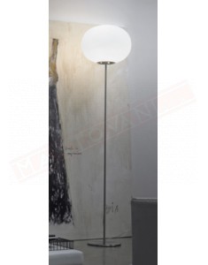Vistosi Lucciola lampada da terra in vetro bianco satinato con stelo nichel diam 41 h 190 1xe27