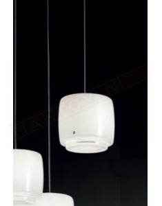 Vistosi Bot sospensione in vetro bianco lucido a led 5w 10v 600lm 2700k dimm diametro 16 cm H.15 cm + cavo max 140 cm
