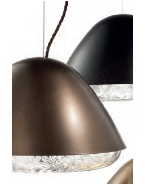 Vistosi Kira sospensione in cristallo baloton metallo bronzo diam 32 h 20 + cavo cm 120 1 p.lampada e27