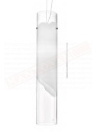 Vistosi Lio 60 sospensione in vetro bianco lucido e fascia cristallo diam 12 cm h 60 cm con 1portalampada 27