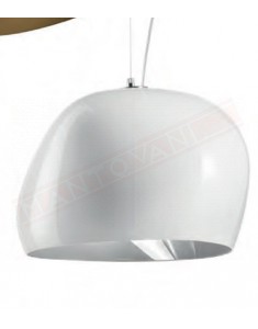 Vistosi Surface sospensione in vetro bianco con interno bianco diametro cm 40 h. 26 + cavo con 1 portalampada e27