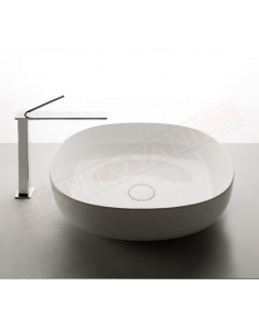 Lavabo Bagno Pod 500x450xh150 bianco lucido . Valdama lavabo da appoggio disegnato da Prospero Rasulo senza foro rubinetto.