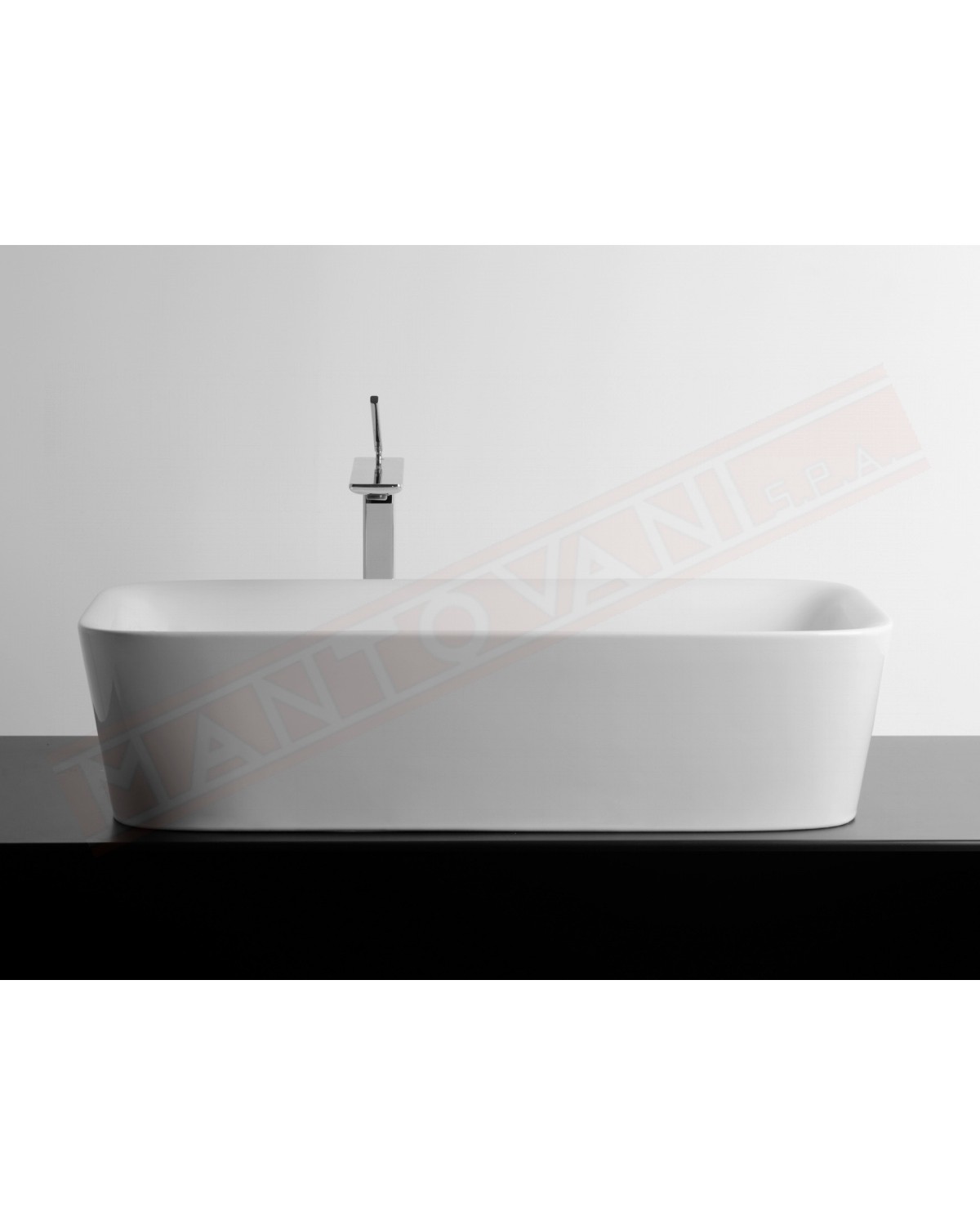 Lavabo Bagno Soul 700x380xh180 bianco opaco . Valdama lavabo da appoggio disegnato da Monia Marzano senza foro rubinetto.