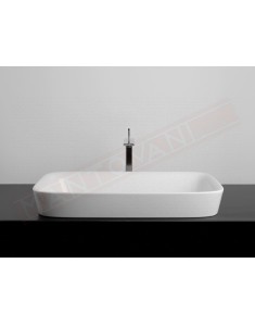 Lavabo Bagno Soul 700x380xh100 bianco opaco . Valdama lavabo da incasso disegnato da Monia Marzano senza foro rubinetto.