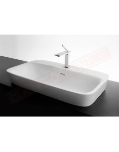 Lavabo Bagno Soul 700x420xh100 bianco lucido . Valdama lavabo da incasso disegnato da Monia Marzano con foro rubinetto.